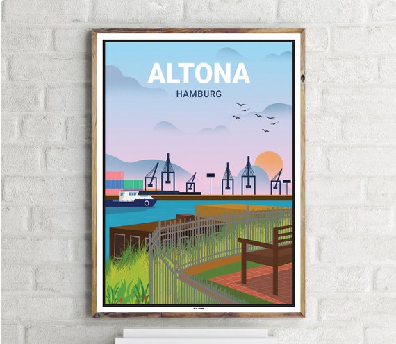 Hamburg Altona Vintage Travel Poster, Germany
