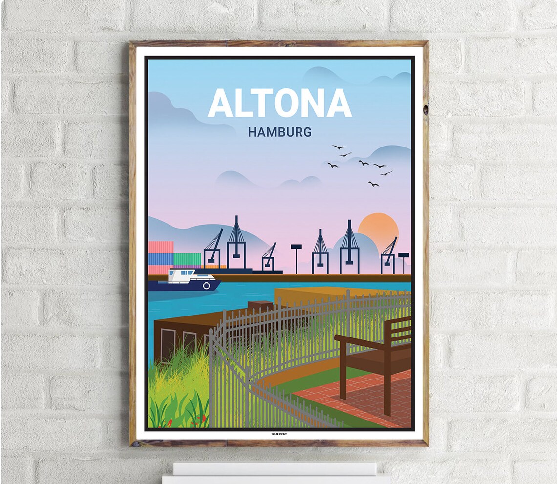 Hamburg Altona Vintage Travel Poster, Germany