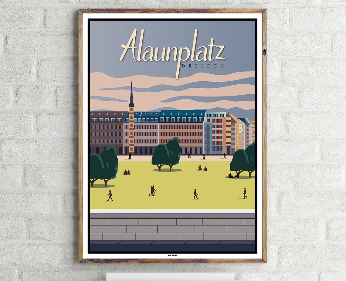 Alaunplatz Dresden Vintage Travel Poster