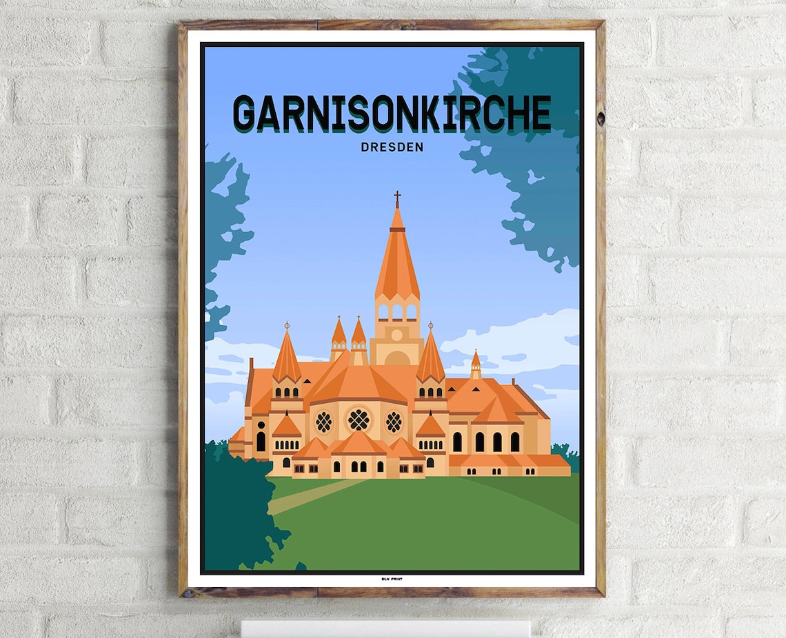 Garnisonkirche Dresden Vintage Travel Poster