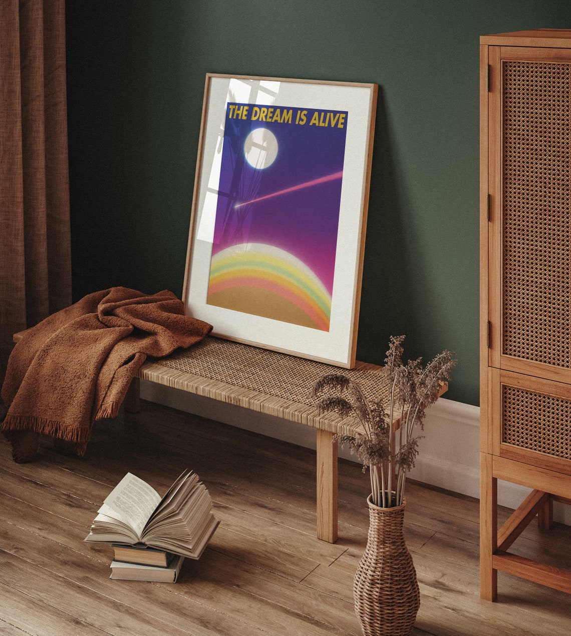 The Dream Is Alive Retro Sunset Moon Laser Beam Motivational Poster - Image 5
