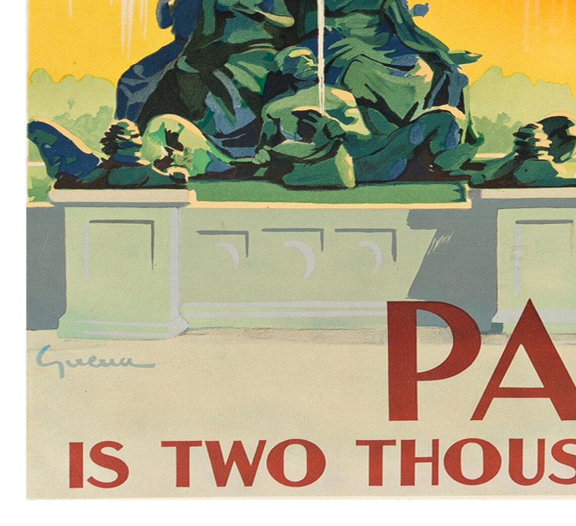 Air France Paris Concorde Fountain Eiffel Tower Vintage Travel Poster - Image 2