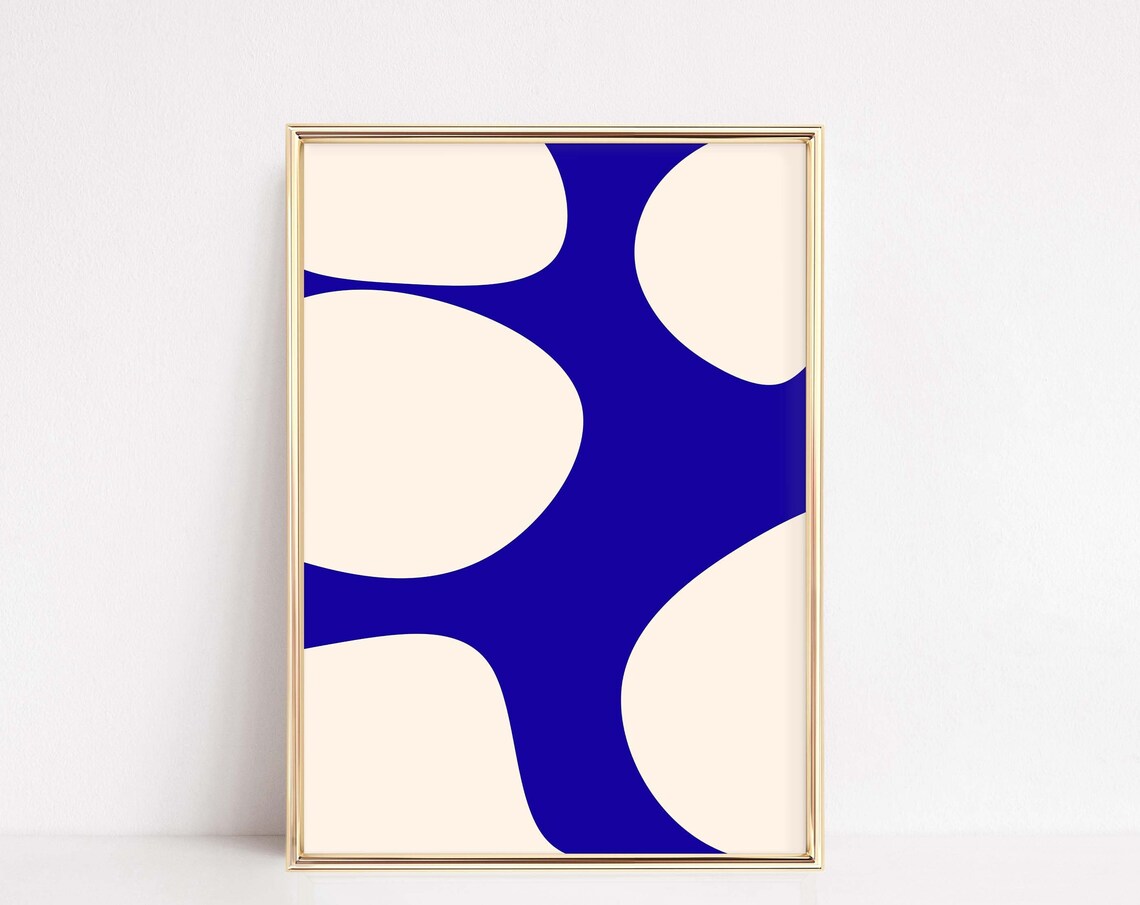 Royal Blue Minimalist Abstract Poster, Modern Art Print