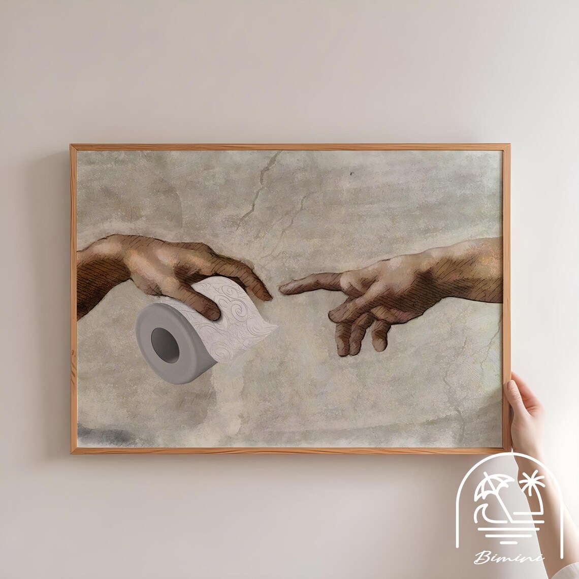 Vintage Bathroom Print, The Creation Of Adam Poster