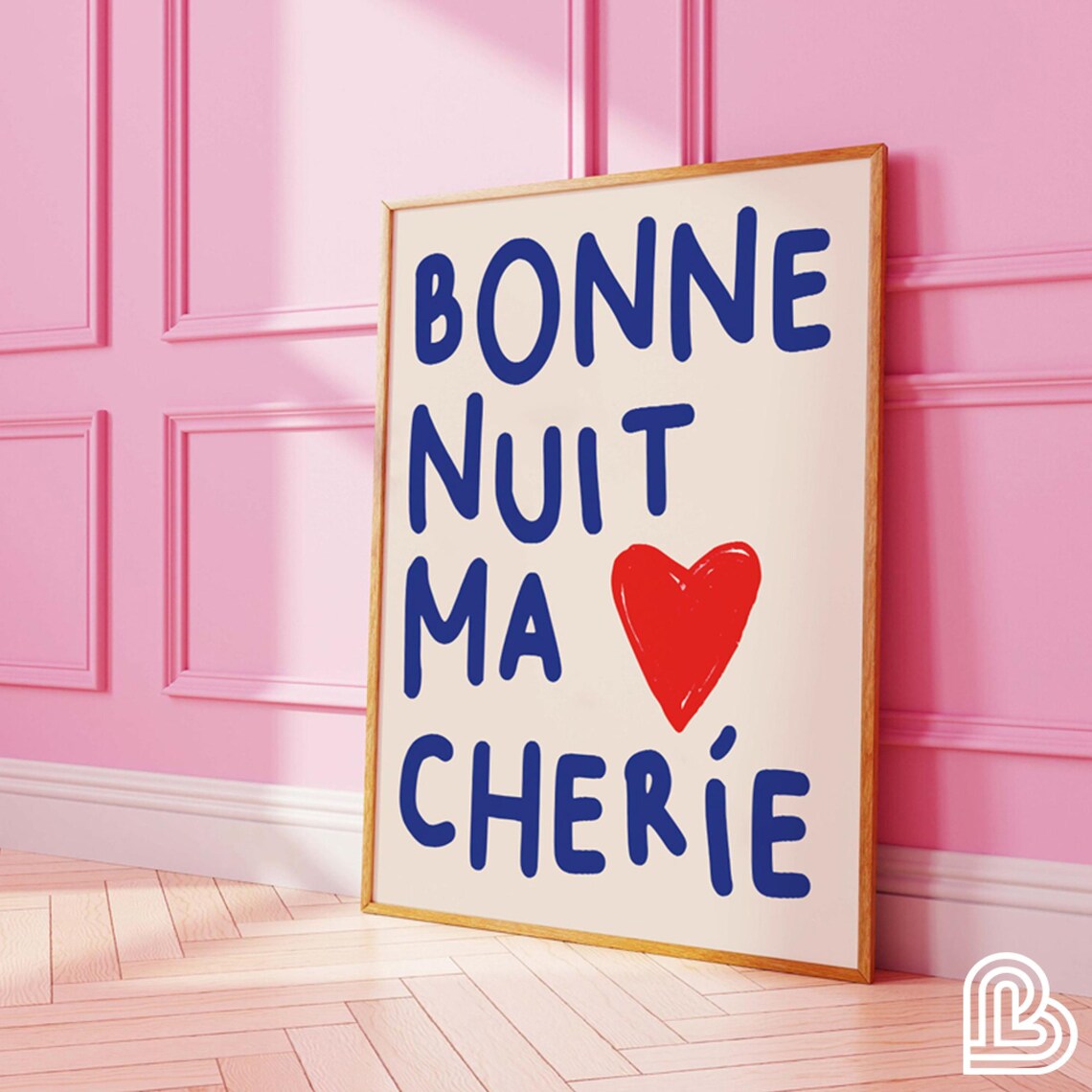 Bonne Nuit Ma Chrie Trendy Typography Art Print