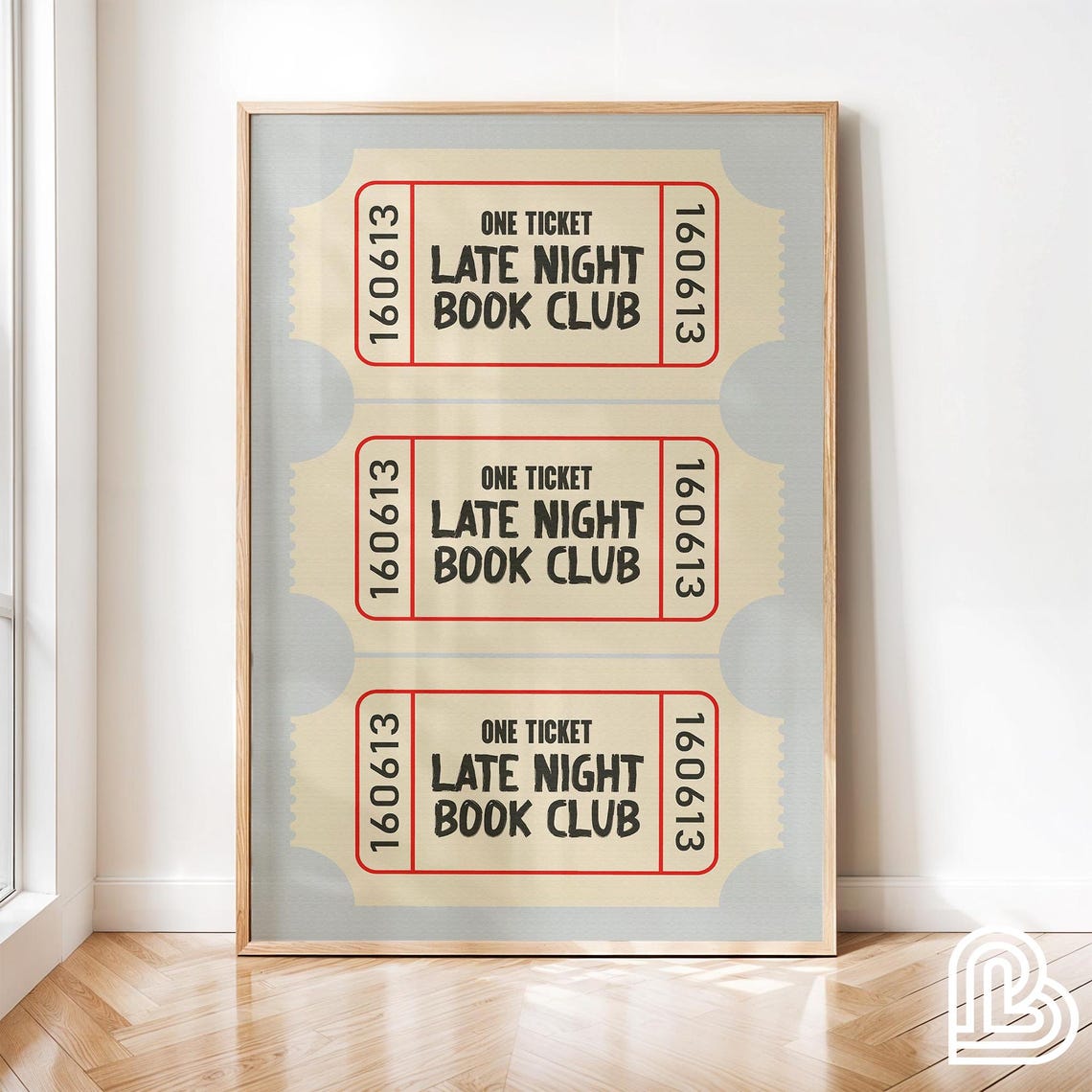 Late Night Book Club Vintage Style Cinema Ticket Stub Wall Poster