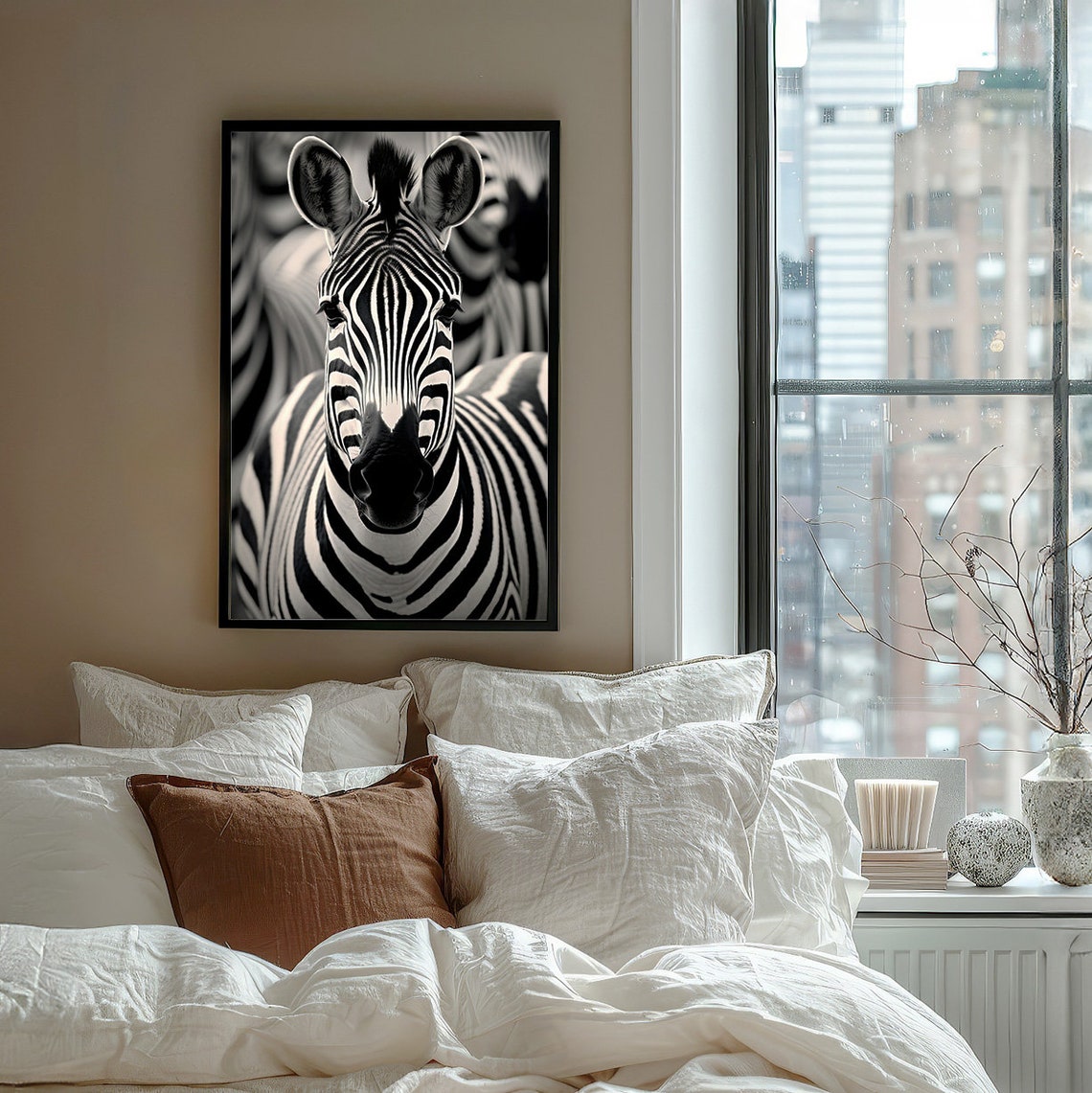 Black and White Zebra Face Close Up African Wildlife Safari Poster - Image 7