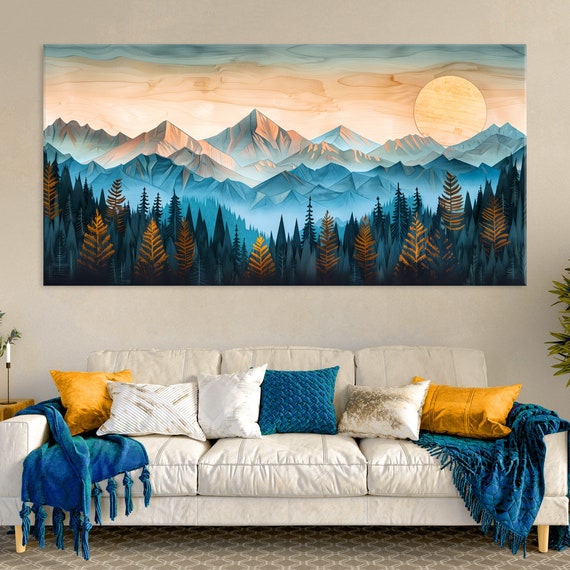 Wood Wall Art Mountain Wall Art Living Room Decor Abstract Mountain Wall Art Wood Texture Print Extra Large Wall Art