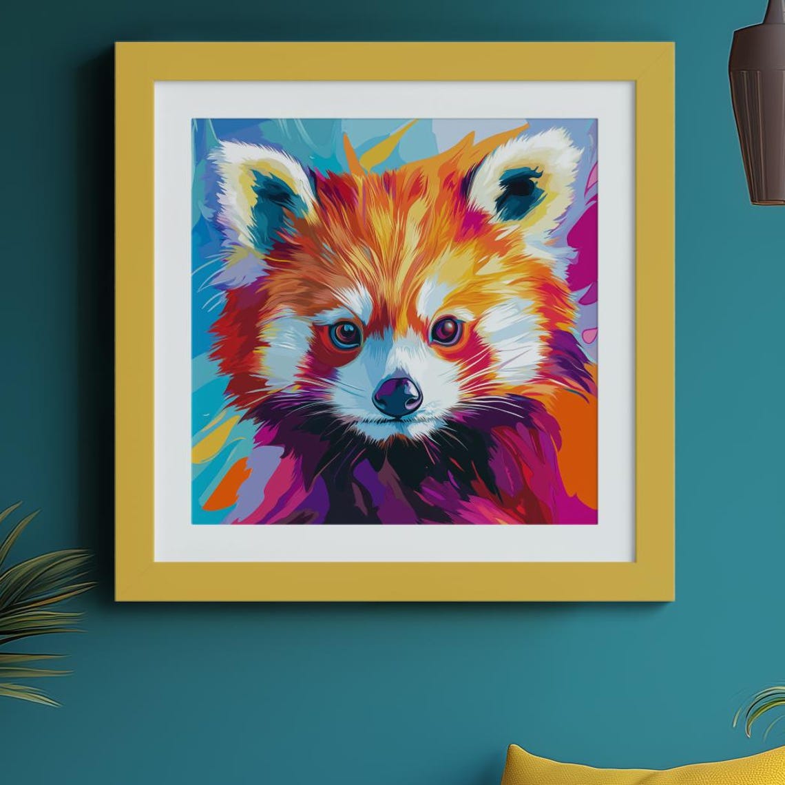 Playful Red Panda Portrait Pop Art Wildlife Poster for Animal Lovers