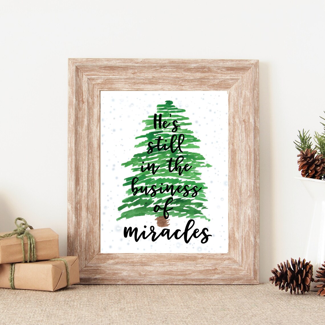 Hes Still in the Business of Miracles Christmas Tree Christian Wall Poster
