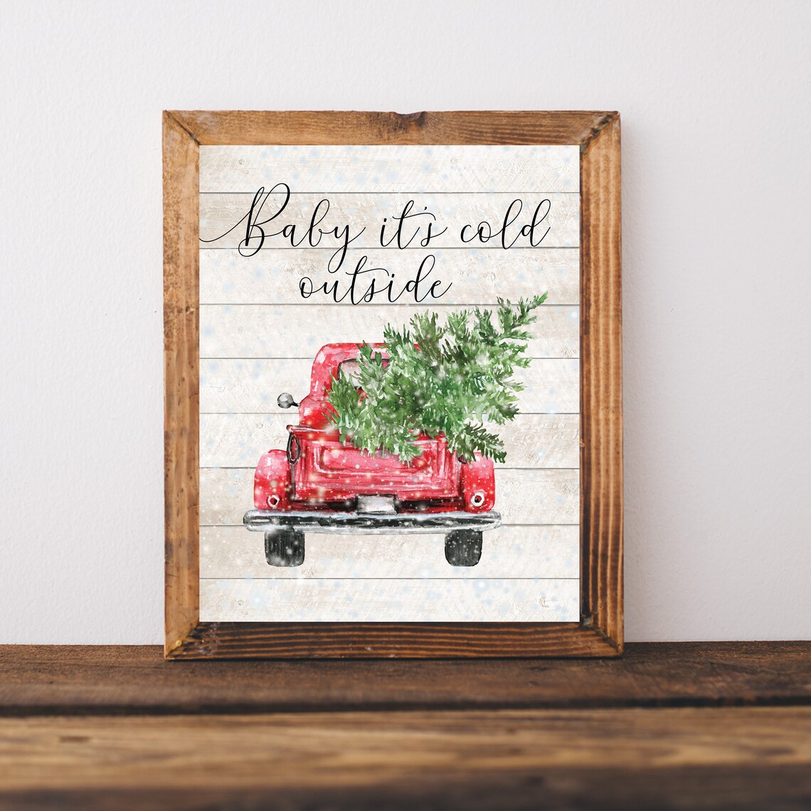 Christmas Red Truck Sign Decor, Farmhouse Poster Print