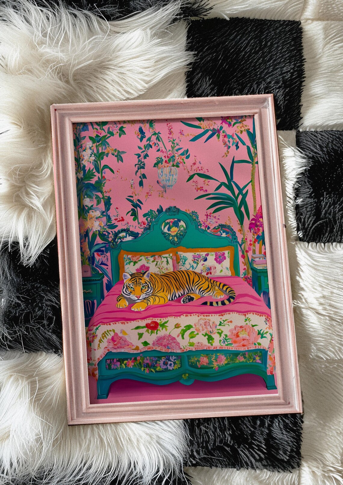 Colorful Tiger Wall Art, Maximalist Bedroom Art Print - Image 2