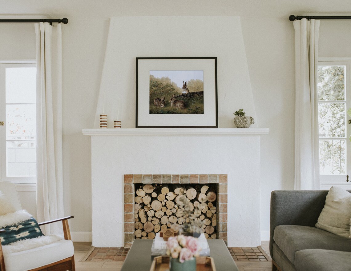 Vintage Rabbit Art Print, Rustic Spring Country - Image 2