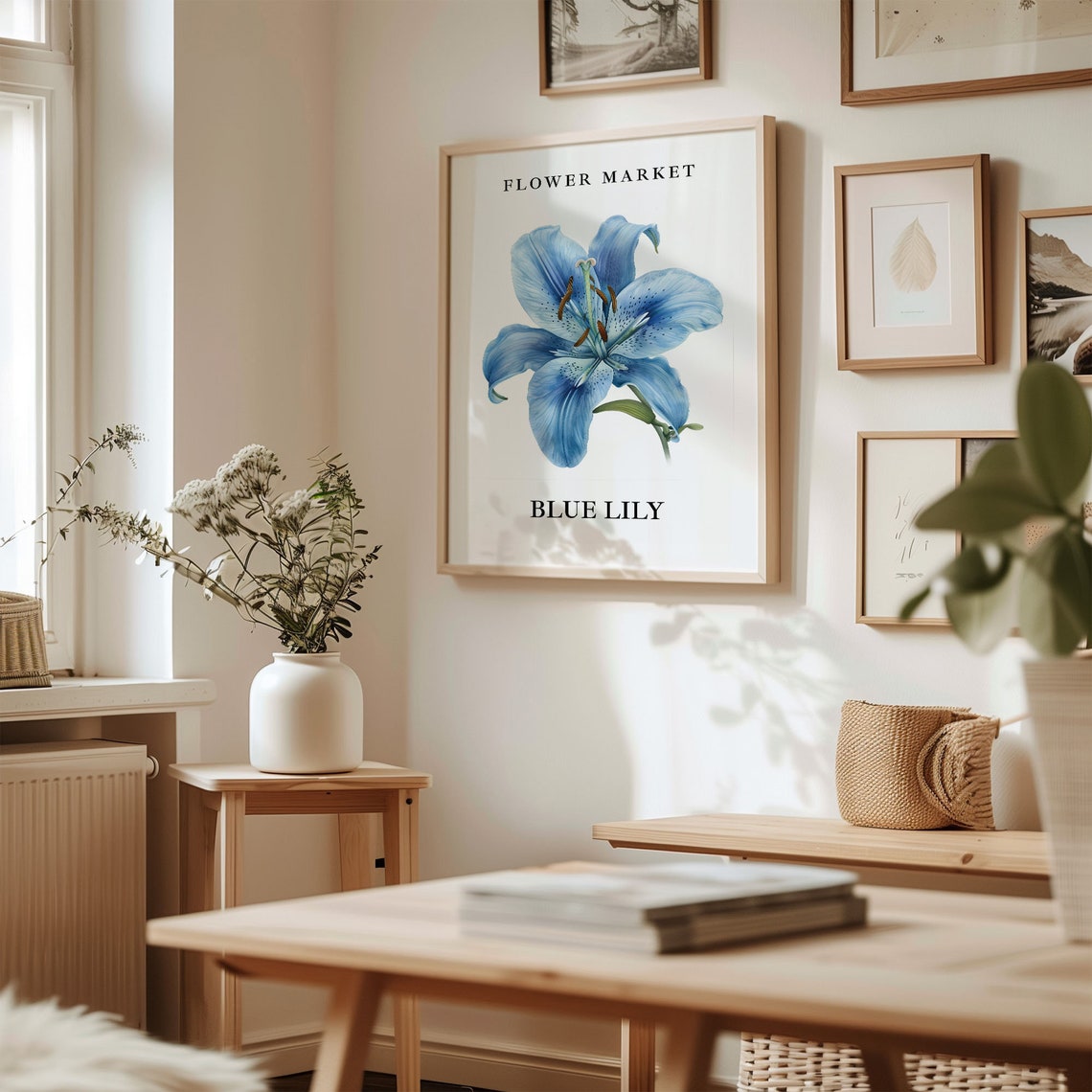 Blue Lily Flower Market Botanical Minimalist Bloom Art Poster - Image 2