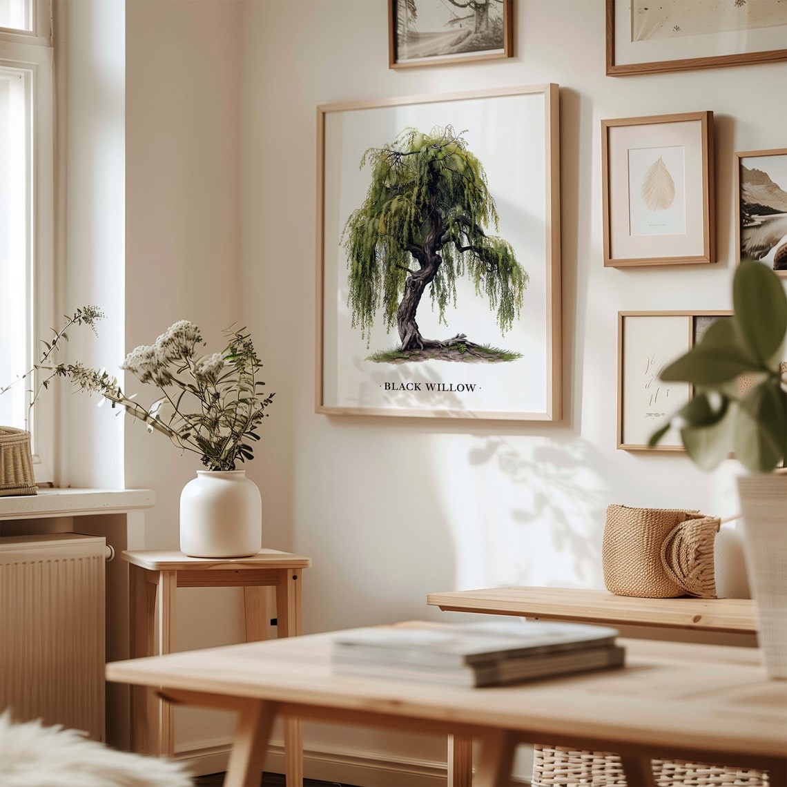 Black Willow Weeping Tree Watercolor Botanical Nature Art Poster - Image 2