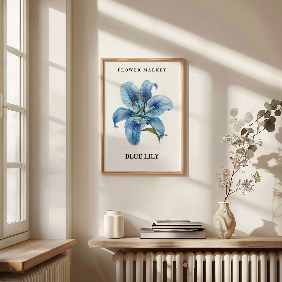 Blue Lily Flower Market Botanical Minimalist Bloom Art Poster - Image 3