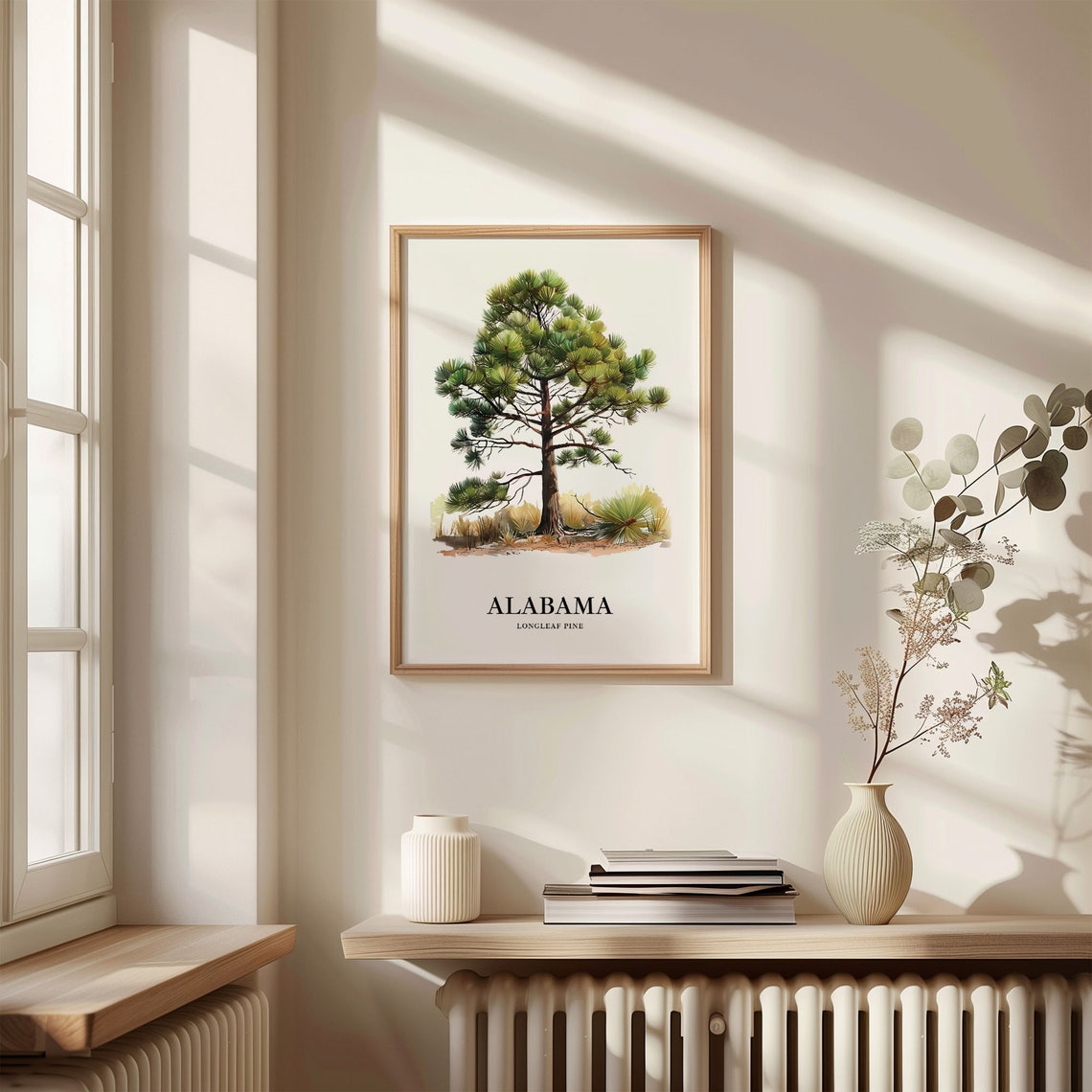 Alabama Longleaf Pine State Tree Southern Forest Botanical Art Poster - Image 3