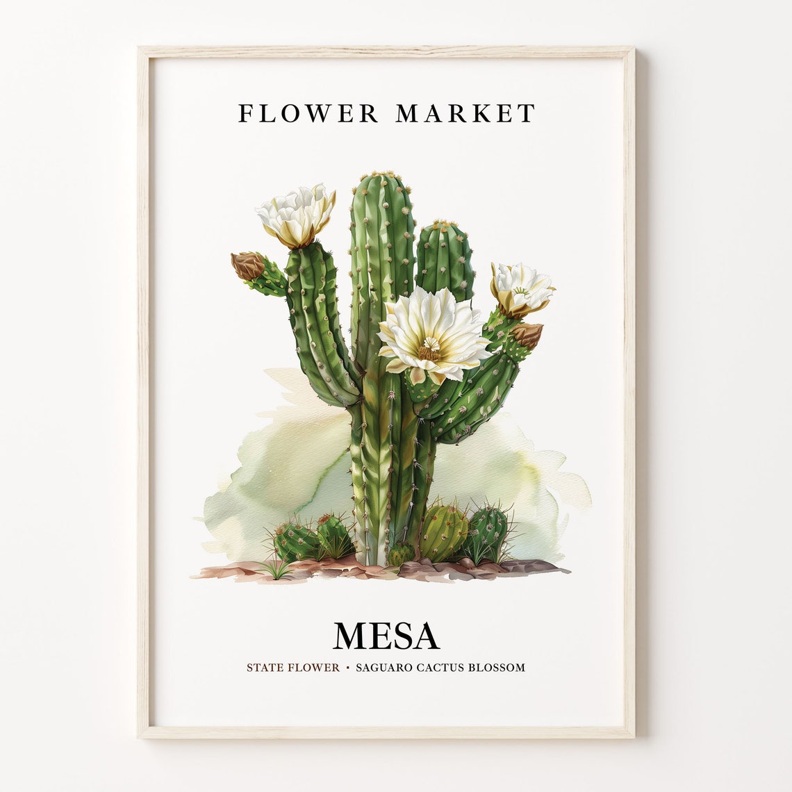 Mesa Arizona Saguaro Cactus Blossom Botanical Stunning Garden Poster