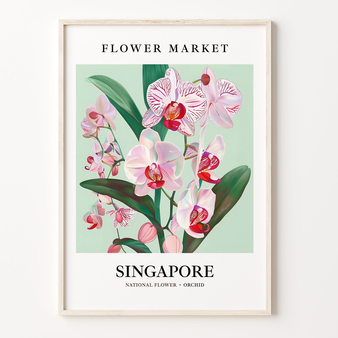 Singapore Flower Market Orchid Botanical Art Print