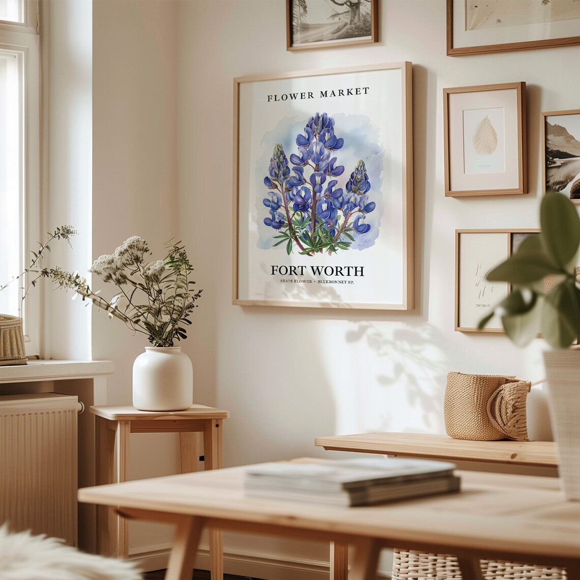 Fort Worth Texas Flower Market Art Print, Bluebonnet - Image 2