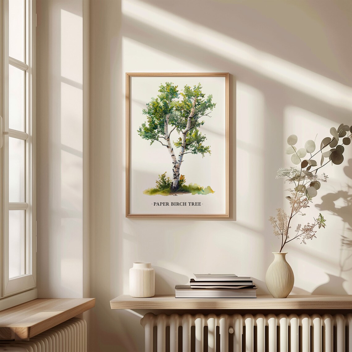 Paper Birch Tree Watercolor Botanical Woodland Minimalist Art Poster - Image 3