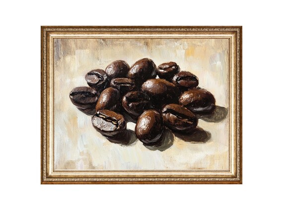 Coffee Wall Art Retro Coffee Poster Coffee Beans Art Oil Painting Cottage Core Art Vintage Painting Prints