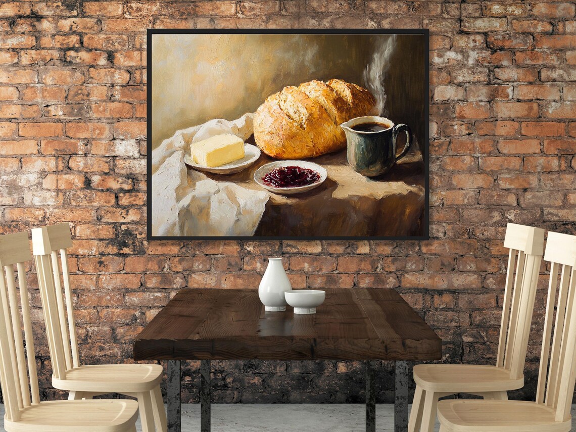 Rustic Kitchen Breakfast Still Life Art Print - Image 2