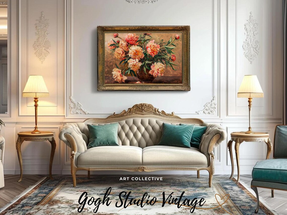 Peonies Oil Painting Floral Wall Art Print Still Life Floral Decor Fine Art Print Flower Wall Flower Wall Art Peony Flower Prints - Image 2