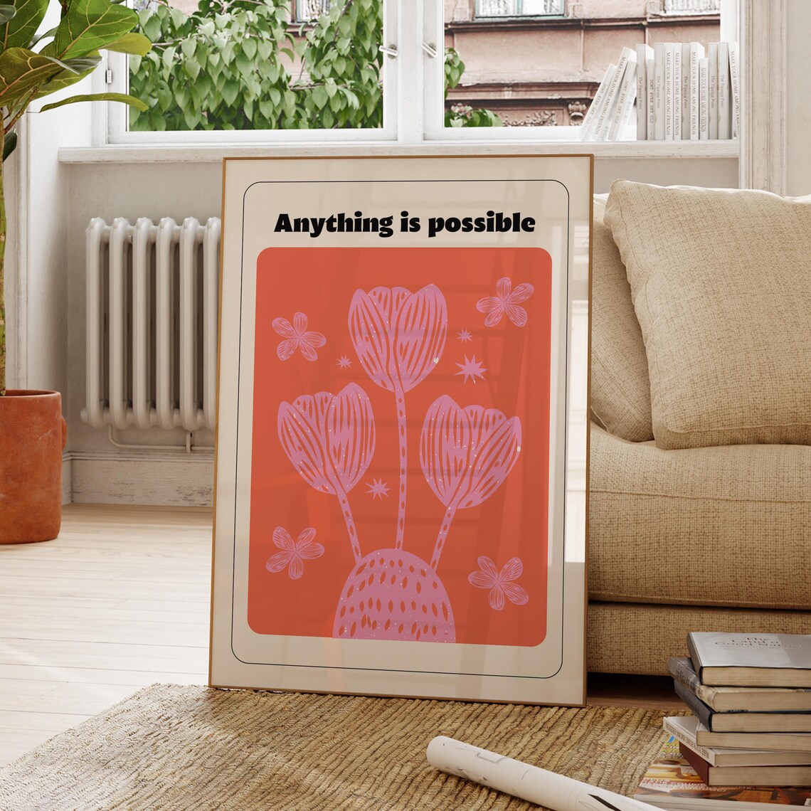 Anything Is Possible Quote Art Motivational Wall Decor Inspirational Poster Modern Office Positive Quotes