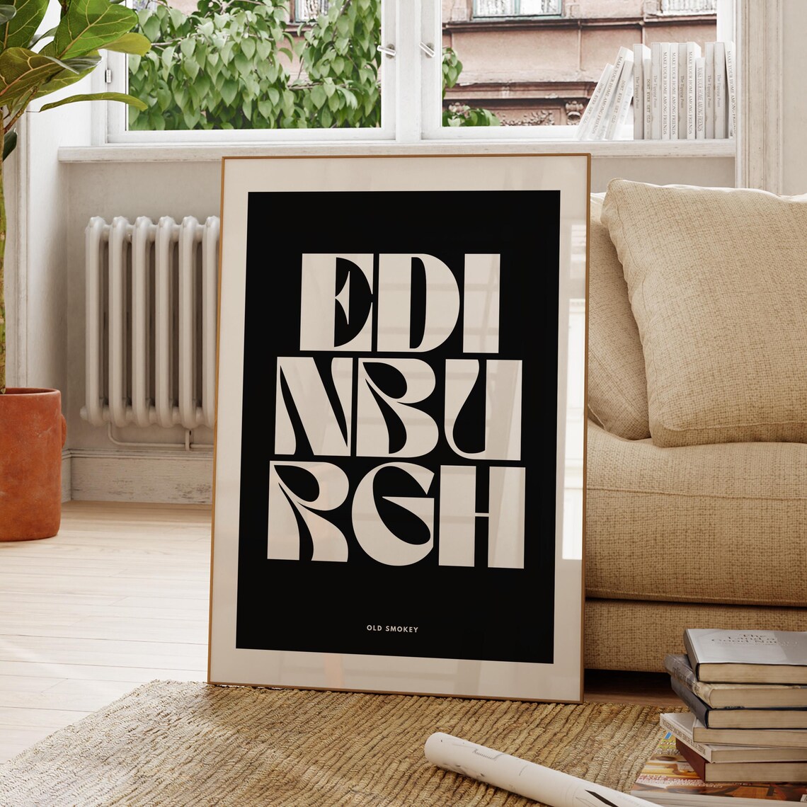 Edinburgh Travel Poster, Monochrome City Wall Art