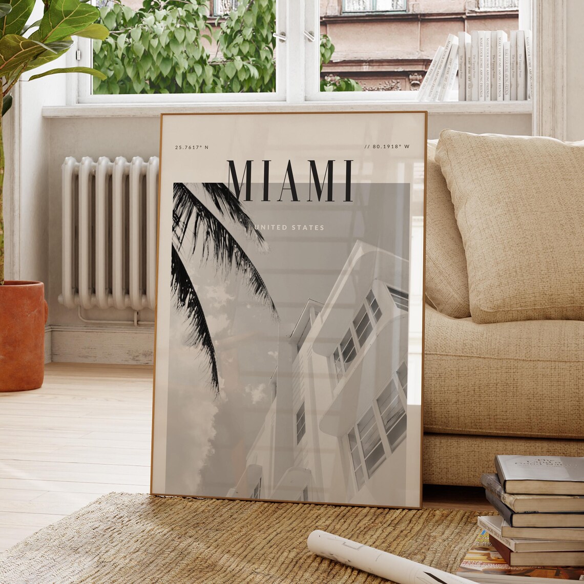 Miami Modern Travel Poster, Home Office Decor