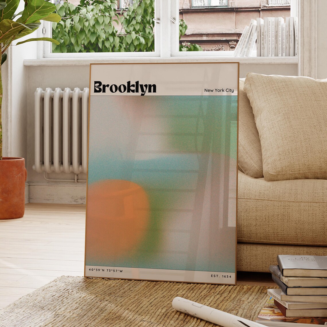 Brooklyn New York City Gradient Abstract Modern Urban Travel Poster