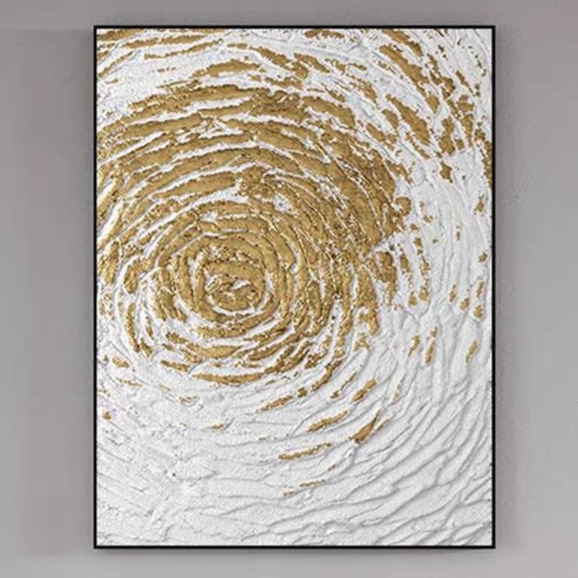 Golden Spiral Swirl Radiating on White Textured Canvas Abstract Poster