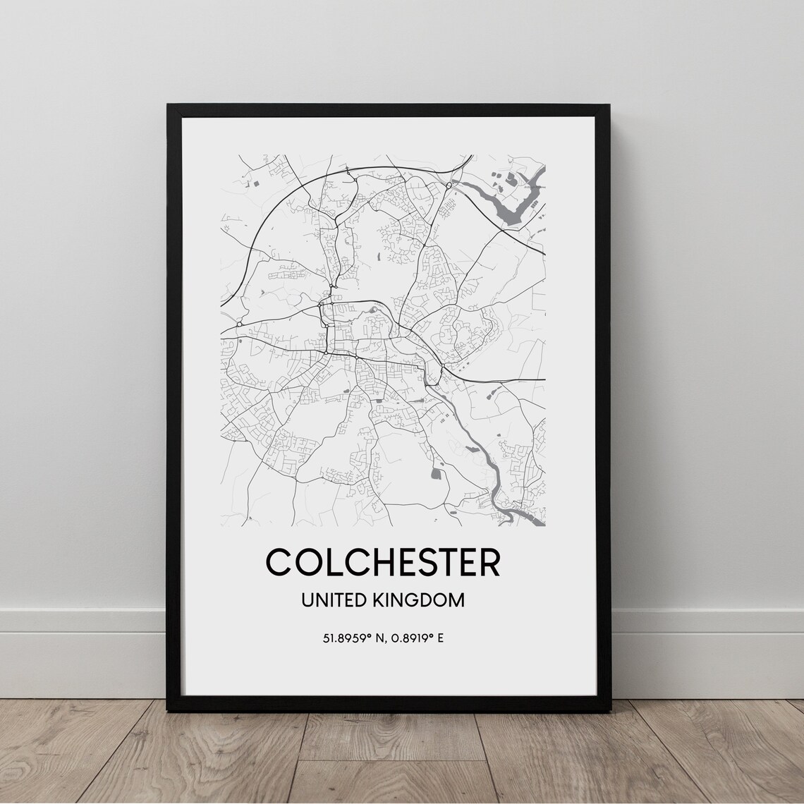 Colchester Map Print, Minimalist United Kingdom Poster