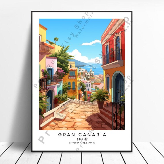 Gran Canaria Canary Islands Travel Poster, Spain