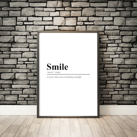 Smile Print Smile Definition Smile Definition Poster Smile Quote Print Smile Typography Smile Poster Smile Wall Art Smile Gift Print