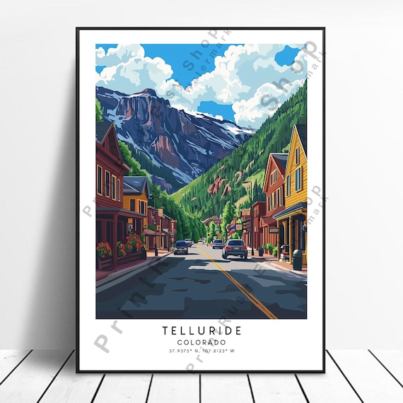 Telluride Colorado Mountain Street Summer Vintage Travel Poster