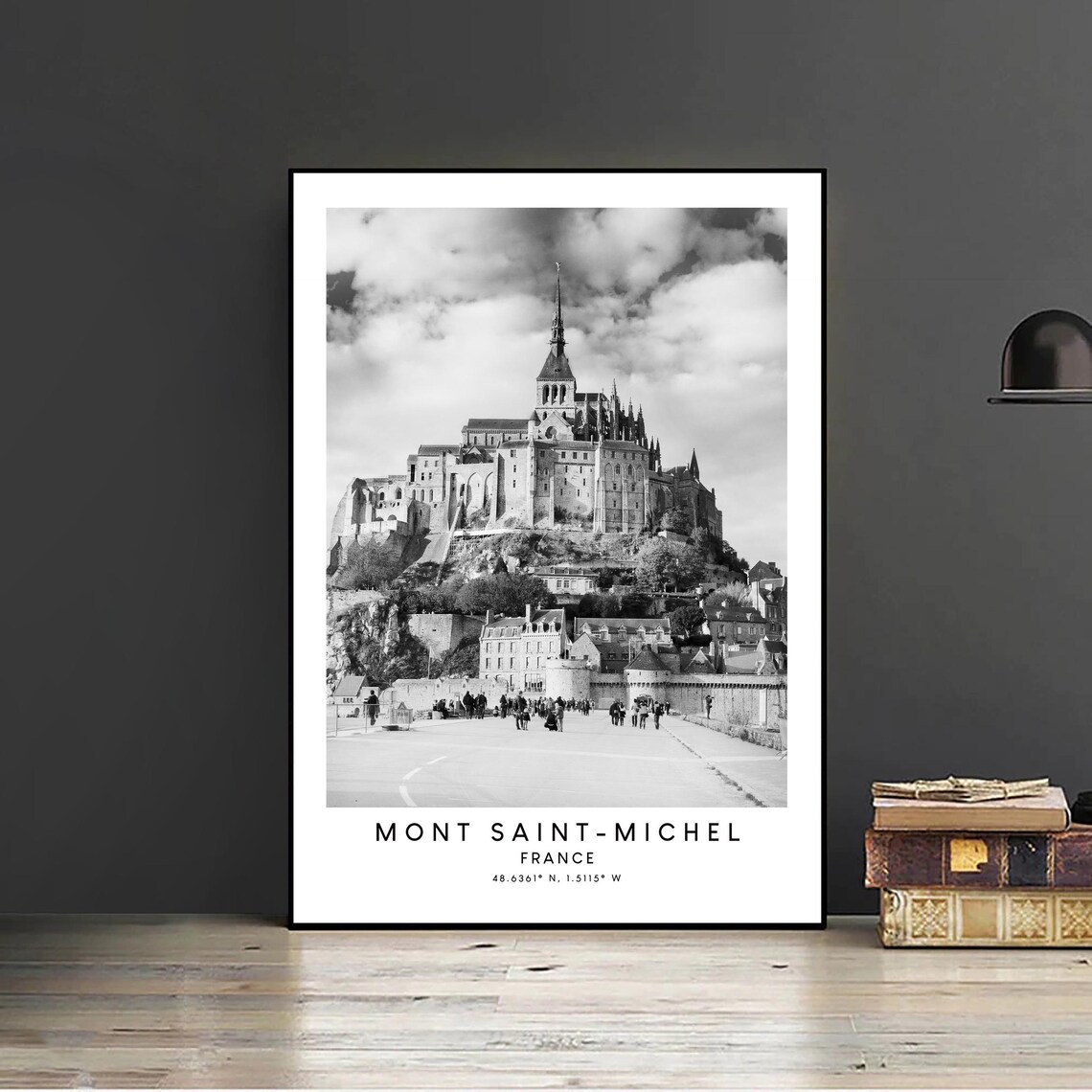 Mont Saint Michel Black and White Travel Poster, France - Image 2