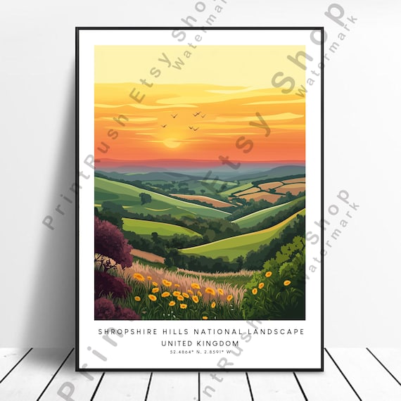 Shropshire Hills Sunset Rolling Countryside United Kingdom Poster