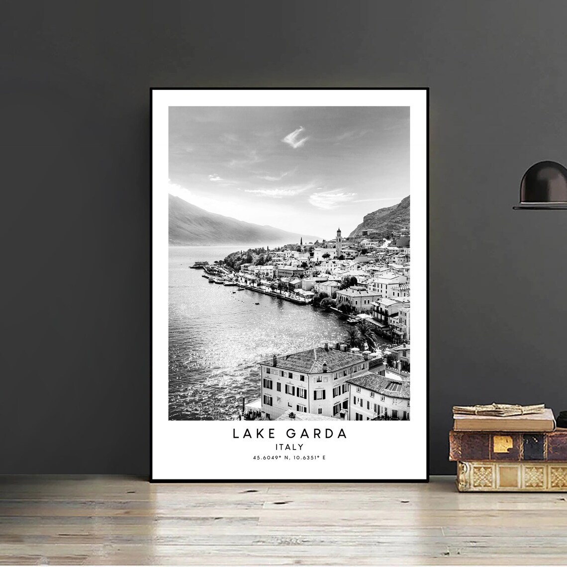 Lake Garda Italy Minimalist Black and White Travel Poster - Image 2