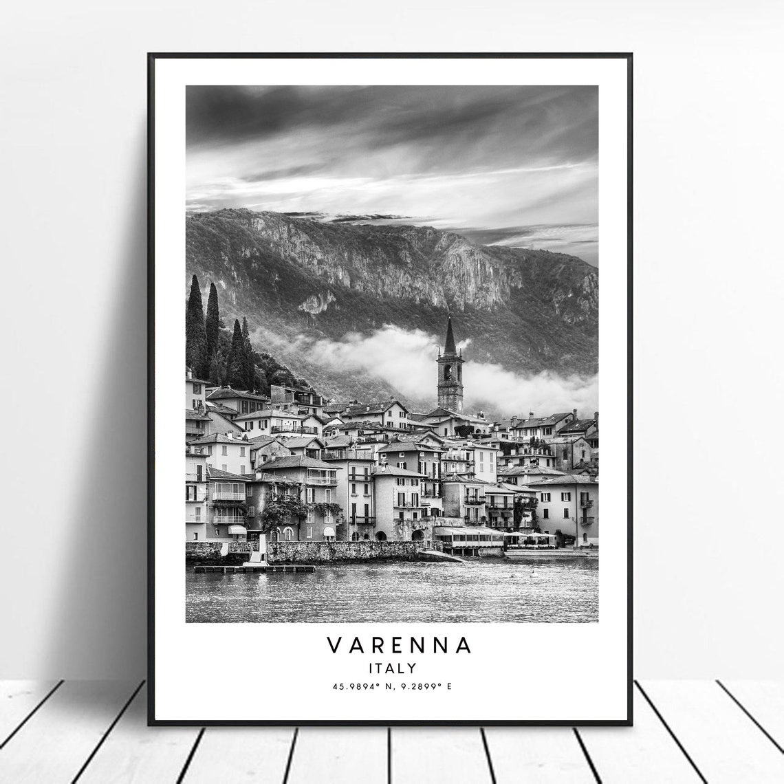 Varenna Travel Print Varenna Poster Varenna Wall Art Varenna Wall Print Varenna Italy Print Varenna Art Poster Black And White Varenna Print