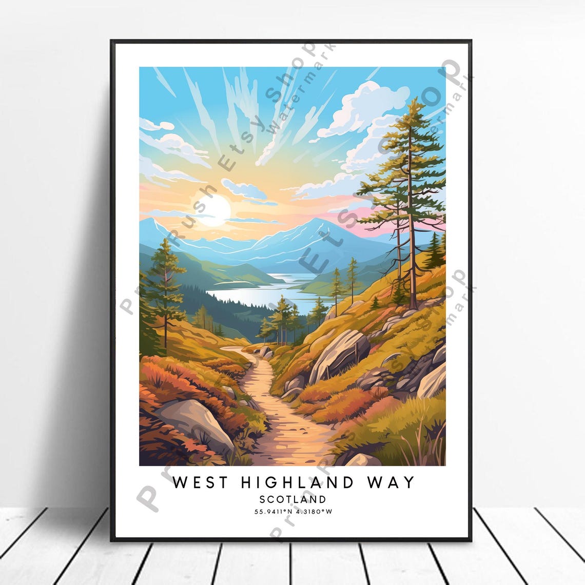 Scotland Travel Print West Highland Way Poster Wall Art Minimalist Dcor