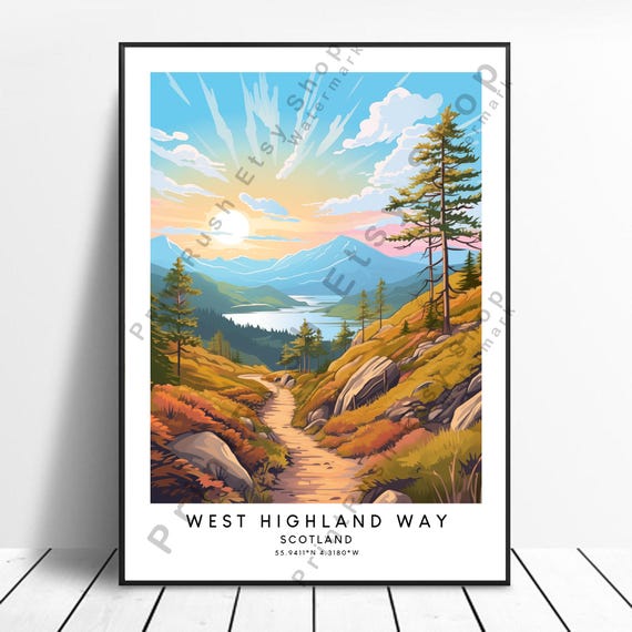 Scotland Travel Print West Highland Way Poster Wall Art Minimalist Dcor