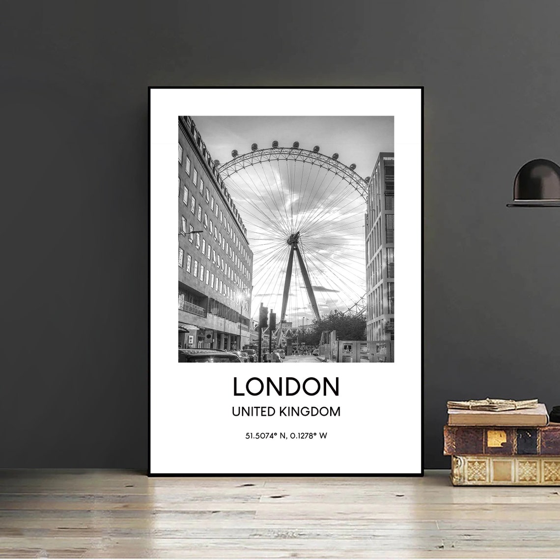 London Travel Print London Eye Landmark Poster Minimalist London Eye Wall Art Dcor London City Print London Gift Poster