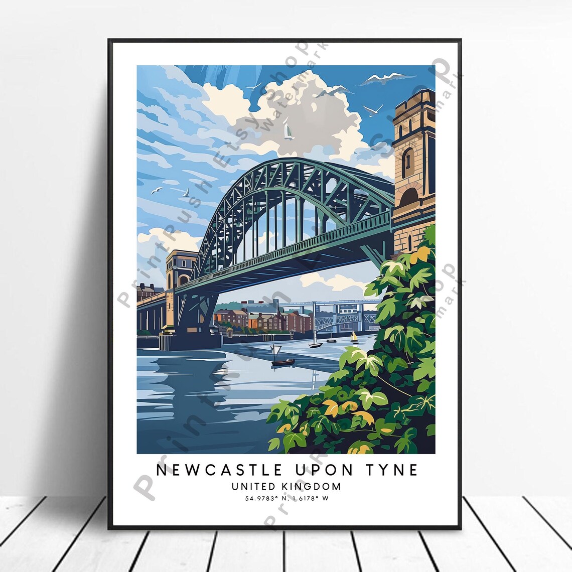 Newcastle Upon Tyne Travel Poster, Wall Art Print