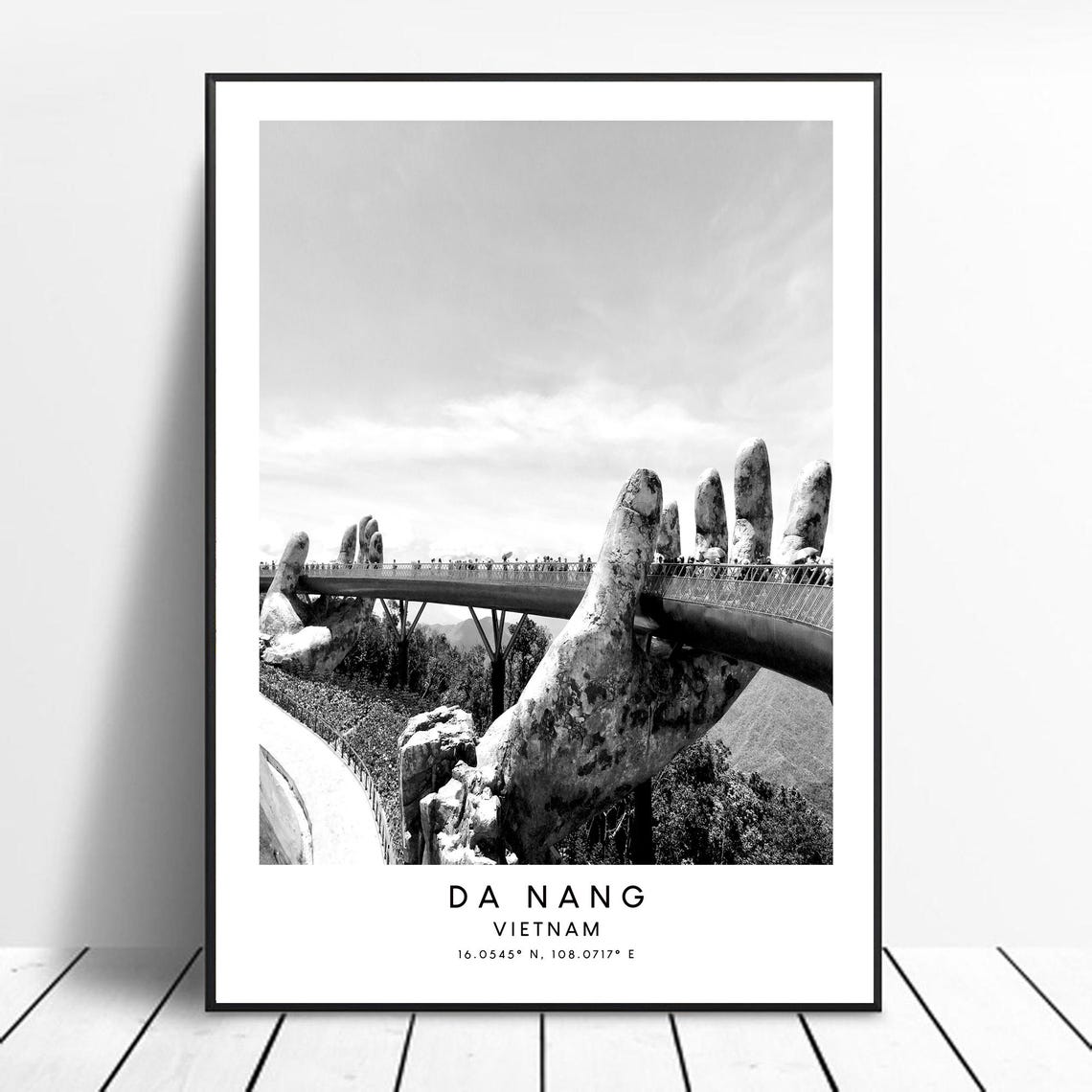 Da Nang Vietnam Golden Bridge Minimalist Art Print