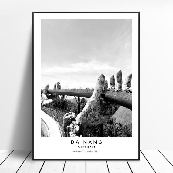 Da Nang Vietnam Golden Bridge Minimalist Art Print