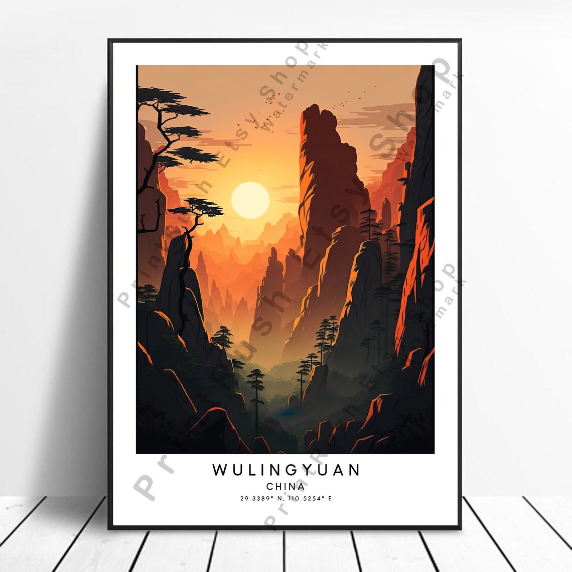 China Travel Print Colourful Wulingyuan Poster Abstract Minimalist Wall Art Dcor Gift