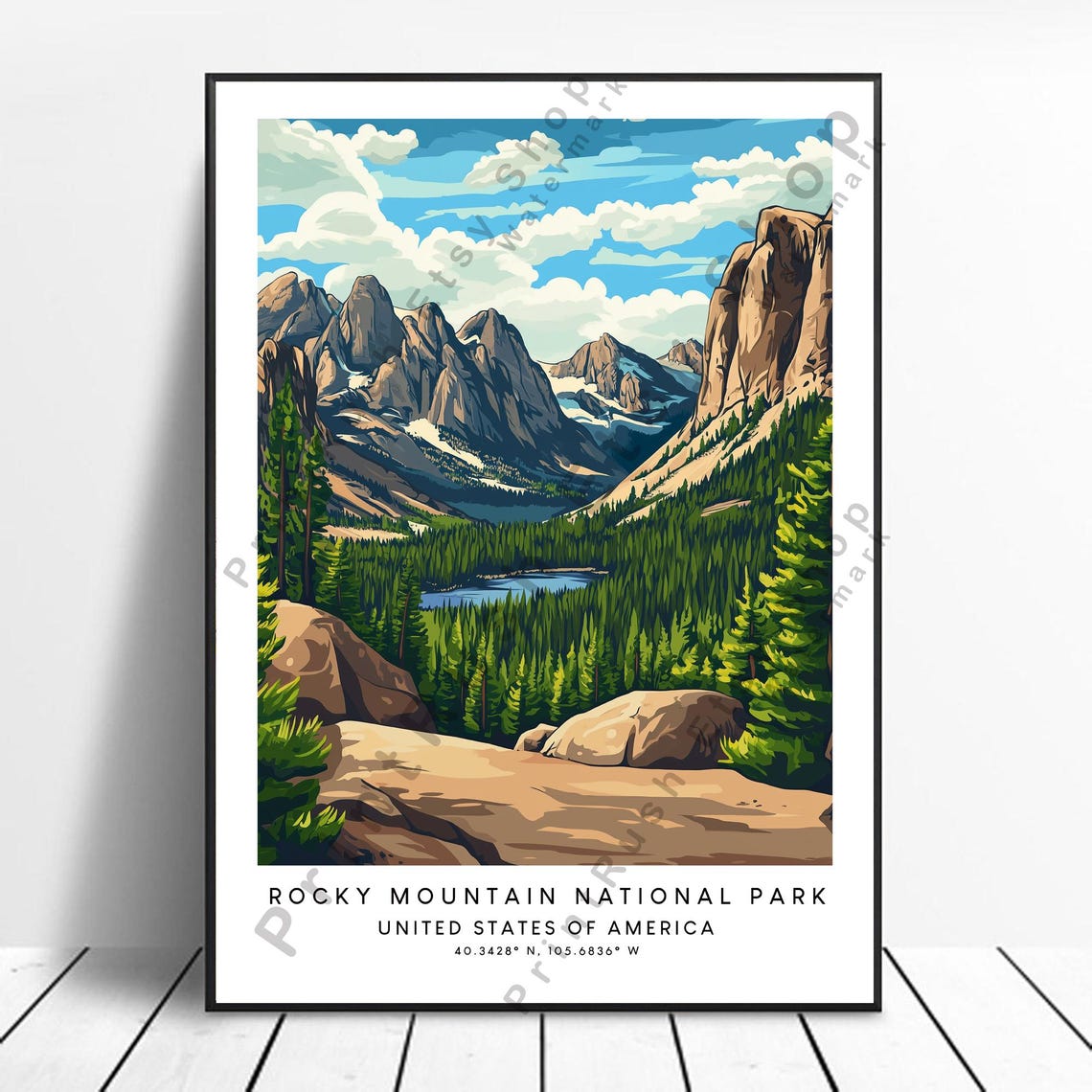 Rocky Mountain National Park Travel Poster Alpine Valley View