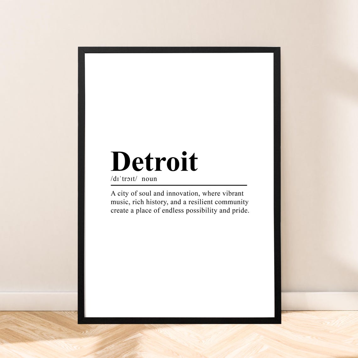 Detroit Michigan Travel Print Wall Art Detroit Print Wall Hanging Detroit Poster Detroit Home Dcor Gift Definition Poster Wall Quote Art
